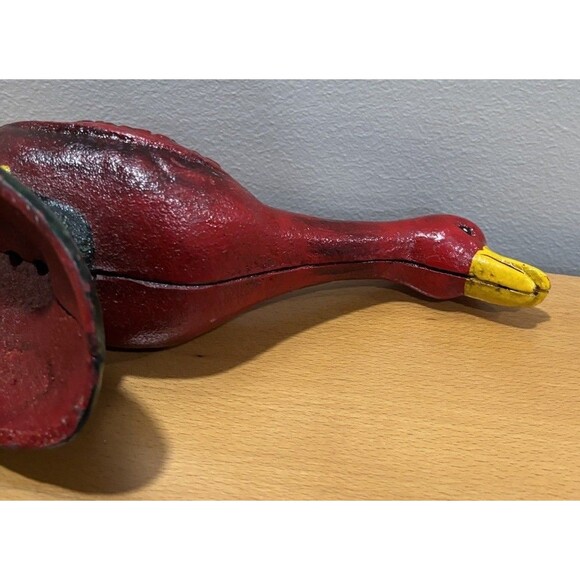 Vintage Red Goose Shoes Advertising Heavy Cast Iron Coin Bank - Picture 7 of 9